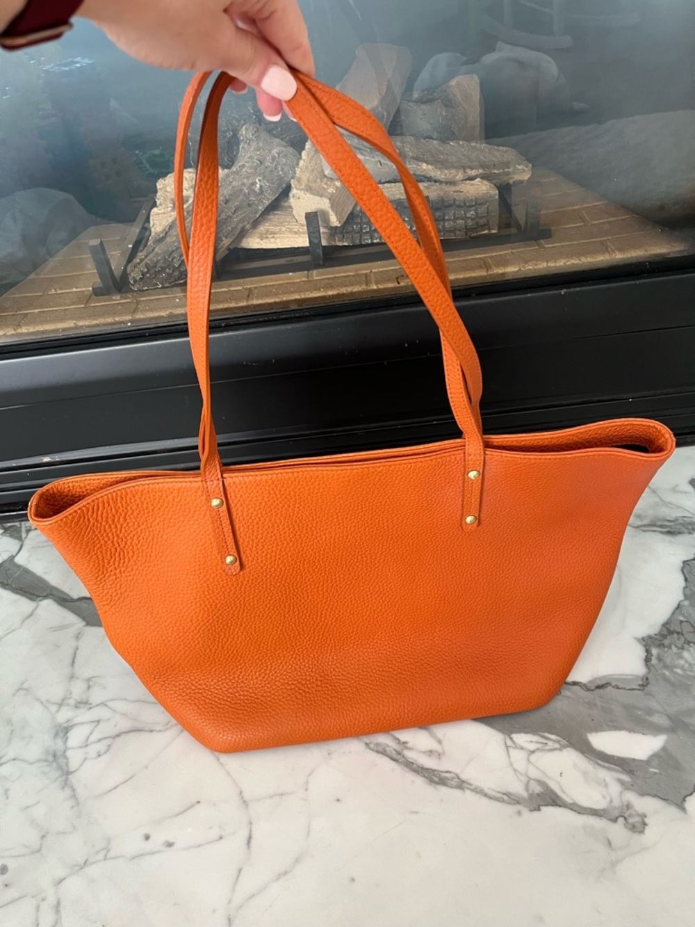 Never Used. Gigi New York Orange Leather Tote Bag - Women